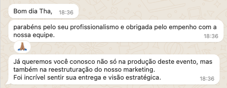 Depoimento real por WhatsApp (dados pessoais ocultos)